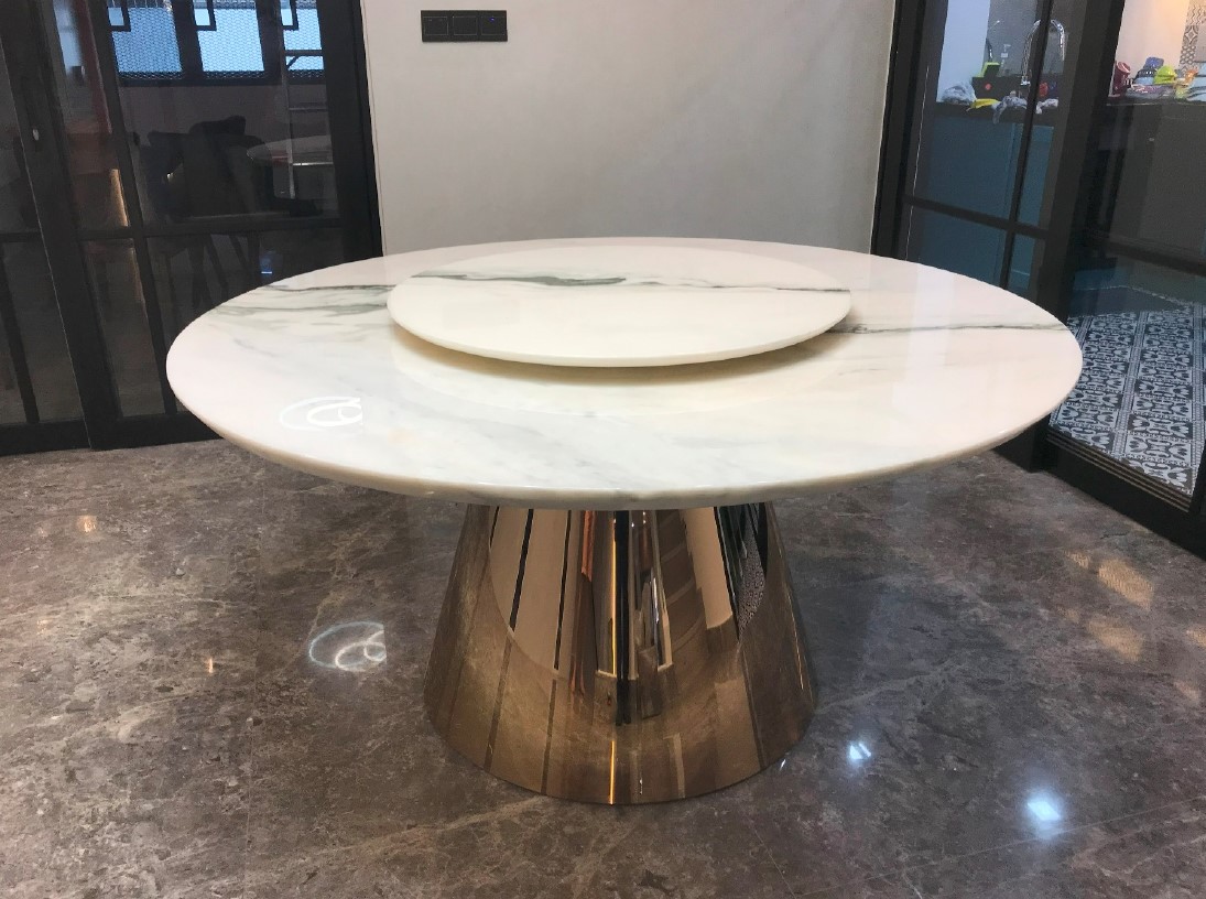 Marble Table Top with Stainless Steel Base