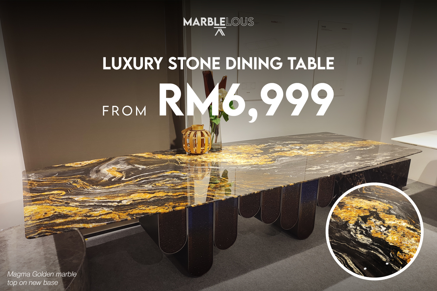 marblelous marble dining table malaysia - luxury stone dining table - From RM6999