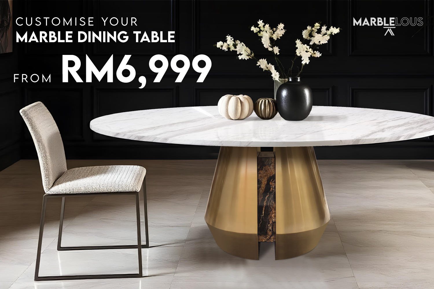 marble dining table malaysia - luxury stone dining table - From RM6999