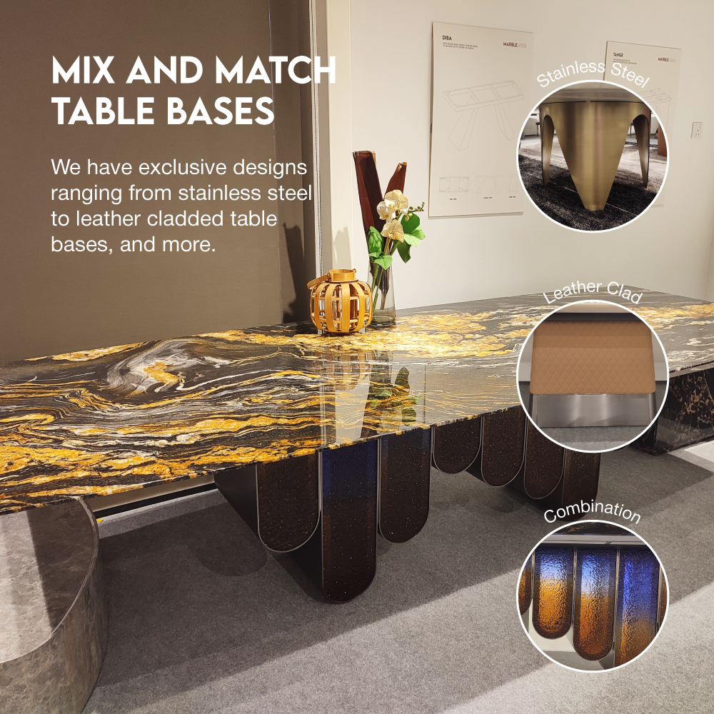 marblelous marble dining table malaysia, choose your table base