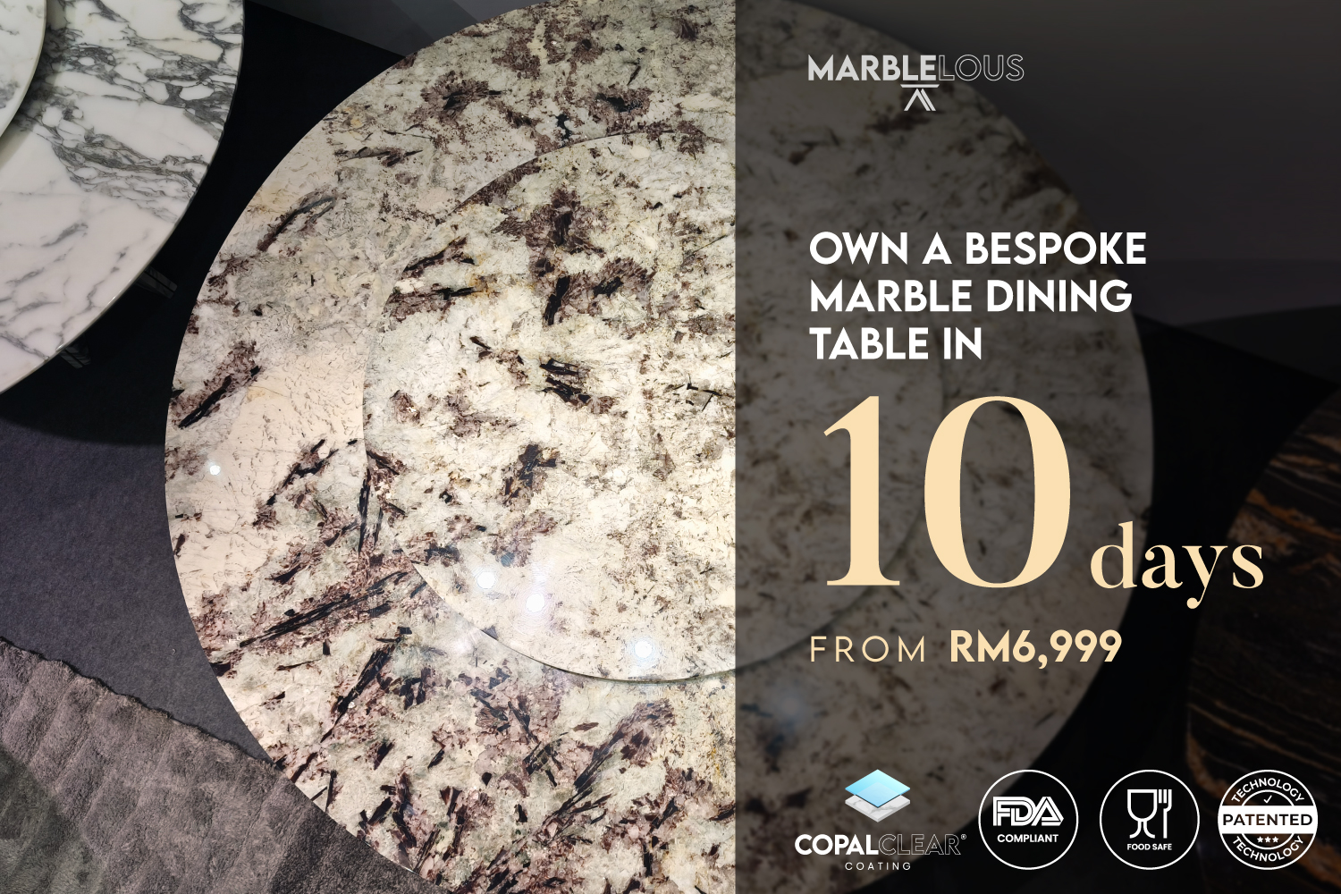 Why wait months for a marble dining table when you can it in just 10 days?