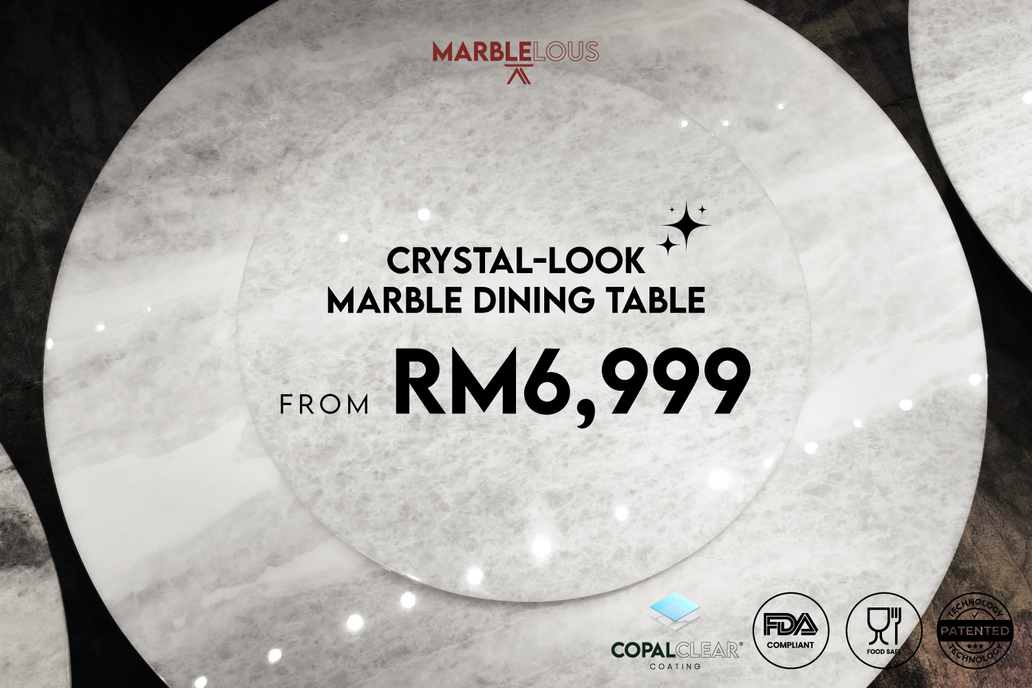 Marblelous crystal-look Marble Dining Tables